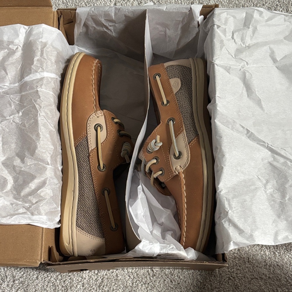 Sperry Women's Two-Tone Tan & Brown Leather Boat Shoes-Brand New- Size 7 - Picture 4 of 4
